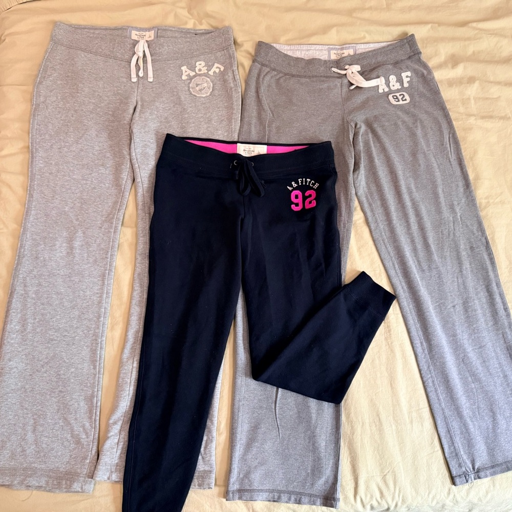 Abercrombie & Fitch Gray and Navy Joggers Trio